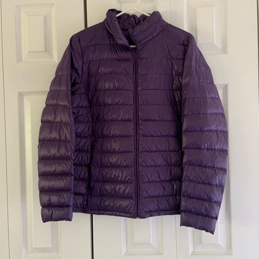 Large purple down coat